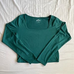 long sleeve squared neckline jersey top